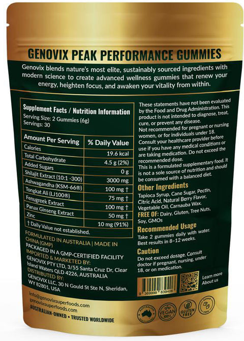 Genovix Shiliajit Peak Performance Gummies